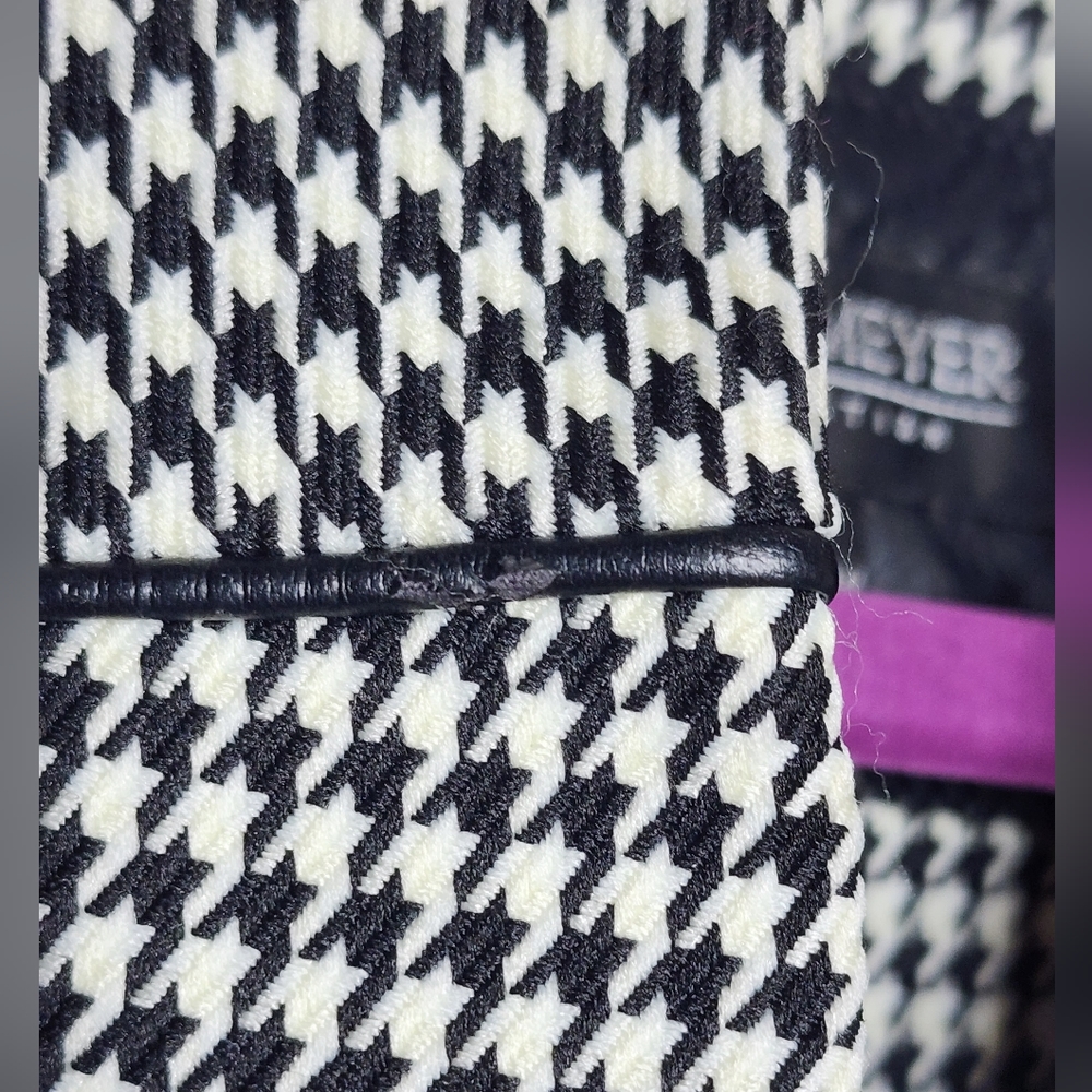John Meyer Collection Vintage Houndstooth Blazer with Faux Leather Work Jacket - Picture 8 of 11